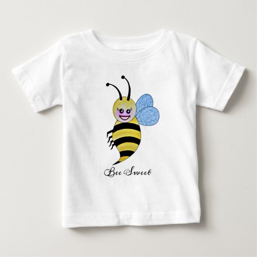 Niedliche Aquarellbiene mit fröhlichem Lächeln Baby T-shirt (Vorderseite)