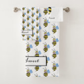 Niedliche Aquarellbiene mit fröhlichem Lächeln Badhandtuch Set (Insitu)