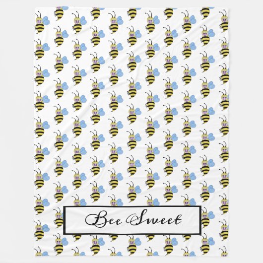 Niedliche Aquarellbiene mit fröhlichem Lächeln Fleecedecke (Vorderseite)