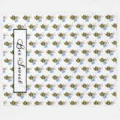 Niedliche Aquarellbiene mit fröhlichem Lächeln Fleecedecke (Vorderseite (Horizontal))