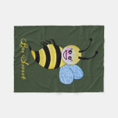 Niedliche Aquarellbiene mit fröhlichem Lächeln Fleecedecke (Vorderseite (Horizontal))