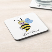 Niedliche Aquarellbiene mit fröhlichem Lächeln Getränkeuntersetzer (Linke Seite)