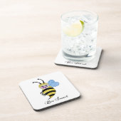 Niedliche Aquarellbiene mit fröhlichem Lächeln Getränkeuntersetzer (Rechte Seite)