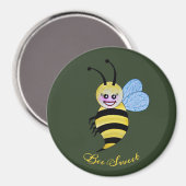 Niedliche Aquarellbiene mit fröhlichem Lächeln Magnet (Vorderseite/Rückseite)