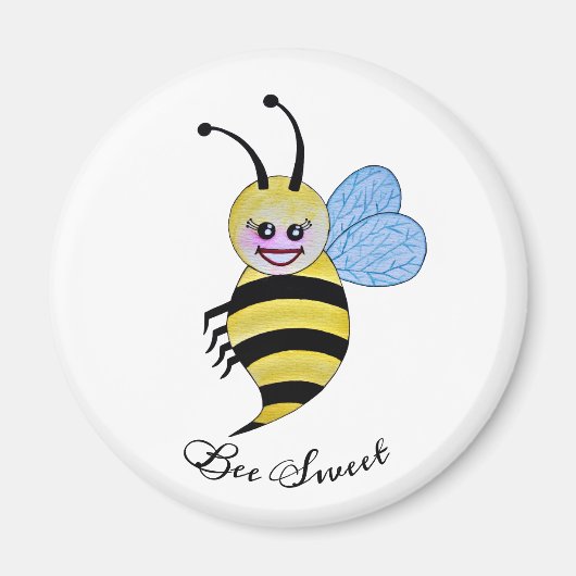 Niedliche Aquarellbiene mit fröhlichem Lächeln Magnet (Vorne)