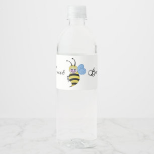 Niedliche Aquarellbiene mit fröhlichem Lächeln Wasserflaschenetikett