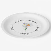 Niedliche Aquarellbienen und Daisy-Babydusche Pappteller (Schrägansicht)