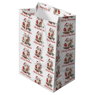 Niedliche Aquarellbild bei Santa Rentier Mittlere Geschenktüte