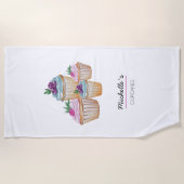 Niedliche Aquarellbilder in Rosa Strandtuch (Vorderseite)