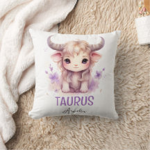 Niedliche Aquarellbilder Taurus Zodiac Name