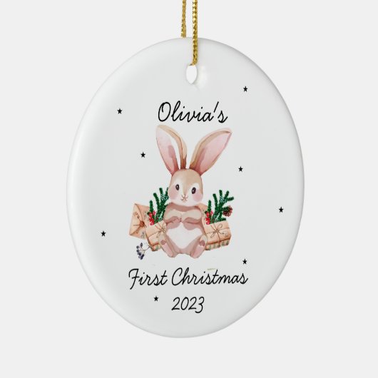 Niedliche Aquarellblase - Das erste Weihnachtsfest Keramik Ornament (Rechts)