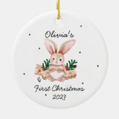 Niedliche Aquarellblase - Das erste Weihnachtsfest Keramik Ornament (Hinten)