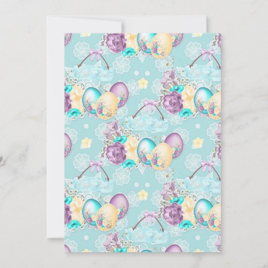 Niedliche Aquarellblume Osterzecke Kinderdusche Einladung (Rückseite)