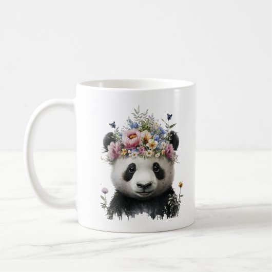 Niedliche Aquarellblume Panda Kaffeetasse (Links)