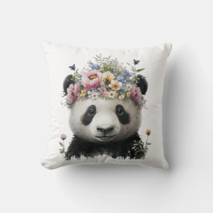Niedliche Aquarellblume Panda Kissen