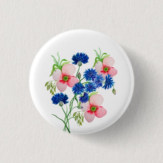 Niedliche Aquarellblumen Button (Vorderseite)