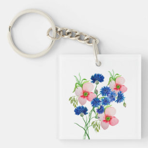 Niedliche Aquarellblumen Schlüsselanhänger
