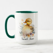 Niedliche Aquarellblütenduckling und BabyElefant Tasse (Links)