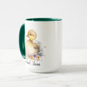 Niedliche Aquarellblütenduckling und BabyElefant Tasse (Vorderseite Links)