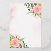 Niedliche Aquarellblütendusche Folieneinladung (Rückseite)