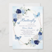 Niedliche Aquarellblütenschmetterlingswaage Girl B Einladung (Vorderseite)