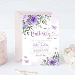 Niedliche Aquarellblütenschmetterlingswaage Girl B Einladung