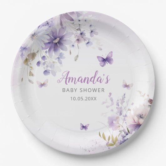 Niedliche Aquarellblütenschmetterlingswaage Girl B Pappteller (Vorderseite)