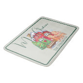 Niedliche Aquarellbrötchen Menschen auf Sendung Badematte (Schrägansicht)