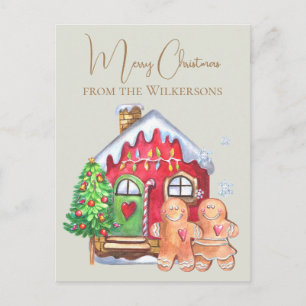 Niedliche Aquarellbrötchen Menschen auf Sendung Feiertagspostkarte