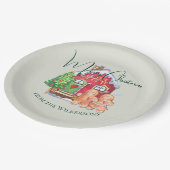 Niedliche Aquarellbrötchen Menschen auf Sendung Pappteller (Schrägansicht)