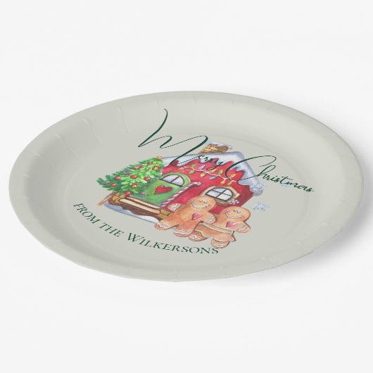 Niedliche Aquarellbrötchen Menschen auf Sendung Pappteller (Schrägansicht)