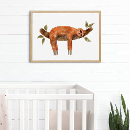 Niedliche Aquarelldarstellung für schlafende Tiere Poster