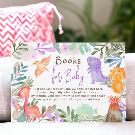 Niedliche Aquarelldinosaurier-Bücher für Babydusch Begleitkarte