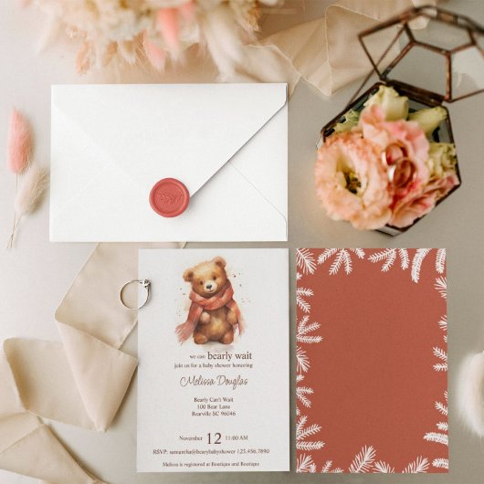 Niedliche Aquarelldusche Bear Baby Shooting Einladung