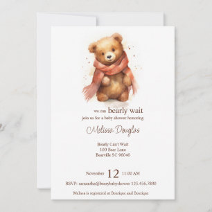 Niedliche Aquarelldusche Bear Baby Shooting Einladung