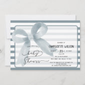 Niedliche Aquarelldusche Blue Bow Baby Dusche Einladung (Vorderseite)