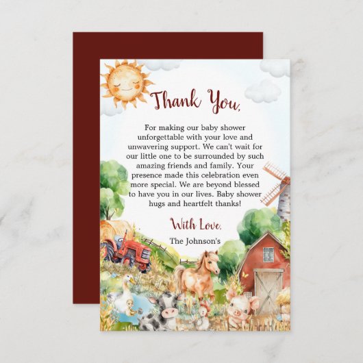 Niedliche Aquarelldusche Dankeskarte (Vorne/Hinten)