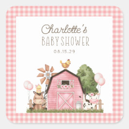 Niedliche Aquarelldusche Quadratischer Aufkleber