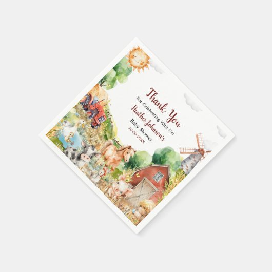 Niedliche Aquarelldusche Serviette (Ecke)