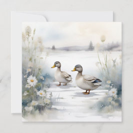 Niedliche Aquarellenducken N Daisis Blank Karte