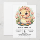 Niedliche Aquarellente Geburtstag Einladung (Vorne/Hinten)