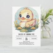 Niedliche Aquarellente Geburtstag Einladung (Stehend Vorderseite)