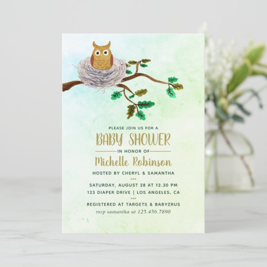 Niedliche Aquarellfarbe Baby Dusche Party Einladun Einladung (Stehend Vorderseite)