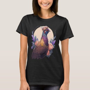 Niedliche Aquarellfarbe Blume Vogelscheuche Kronen T-Shirt