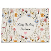 Niedliche Aquarellfarbe Delikate Blume Blattmuster Große Geschenktüte (Vorderseite)