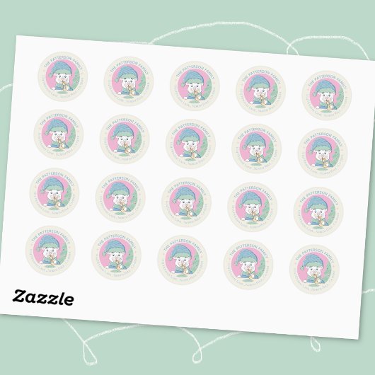 Niedliche Aquarellfarbe Eisbären Weihnachten Runder Aufkleber