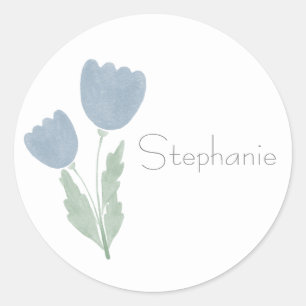 Niedliche Aquarellfarbe Floral Ihr Name Einfache T Runder Aufkleber