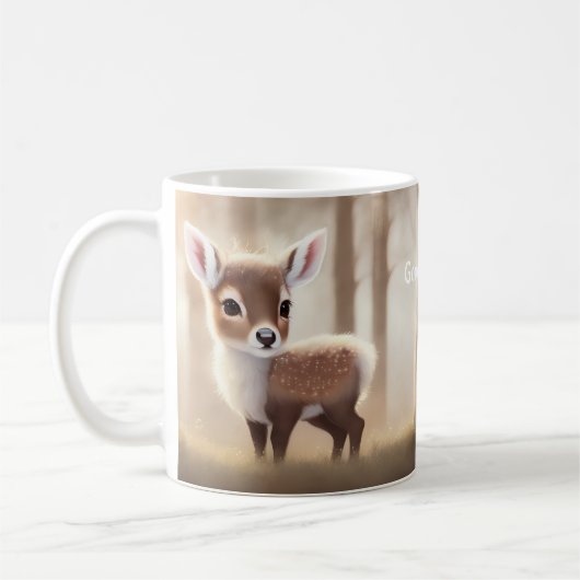 Niedliche Aquarellfarbe Hirsche Personalisierter N Kaffeetasse (Links)