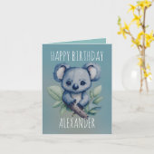 Niedliche Aquarellfarbe Kawaii Koala Karte (Gelbe Blume)