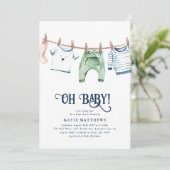 Niedliche Aquarellfarbe Lass uns Junge aushängen O Einladung (Stehend Vorderseite)